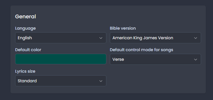 General settings